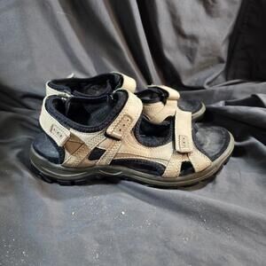 ECCO Yucatan Women's Sz 39 8 Sandals Taupe Black Hiking Sport Walking Shoes